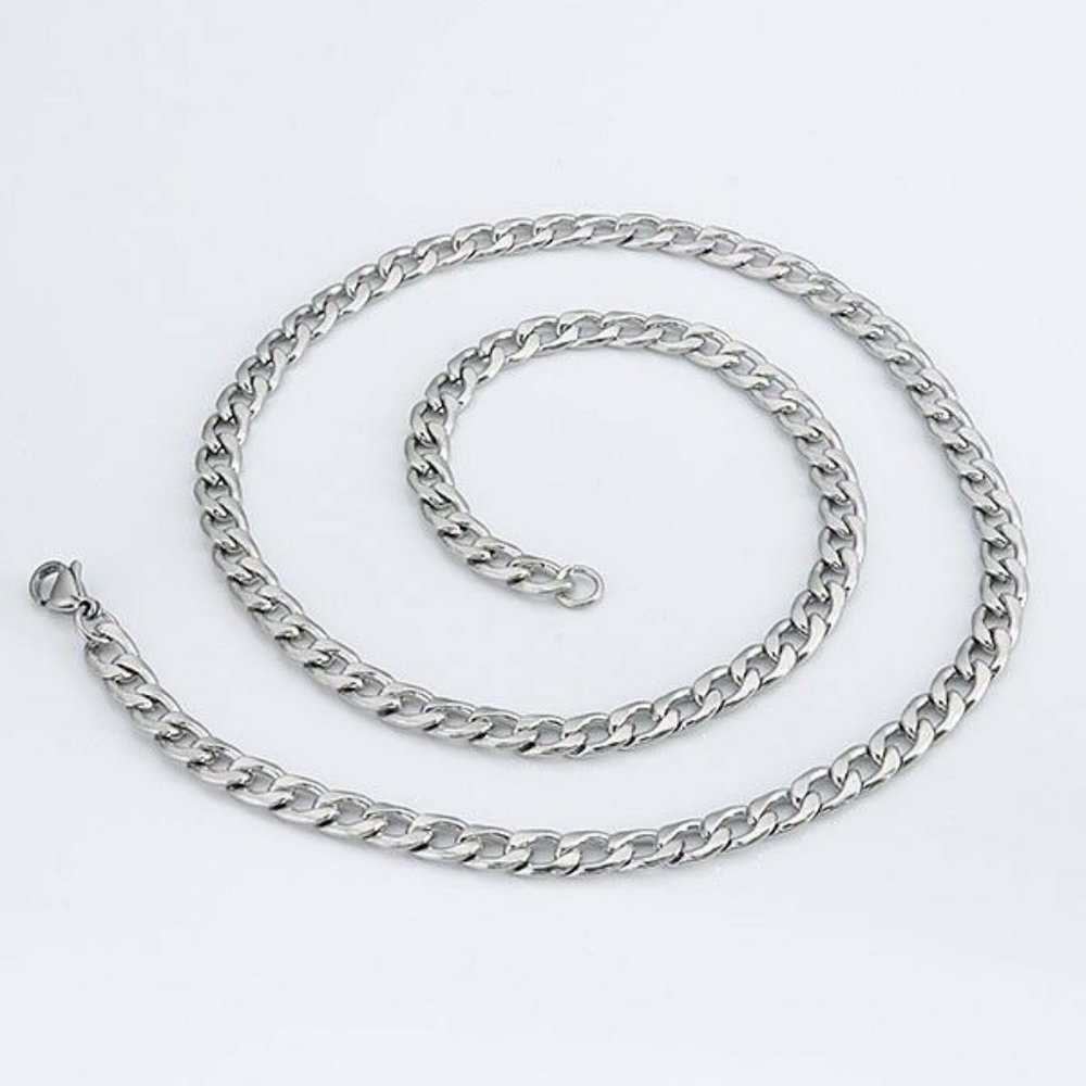 Men's Stainless Steel Cuban Curb Design Chain Necklace 21.5" 316L 5mm Party Gift